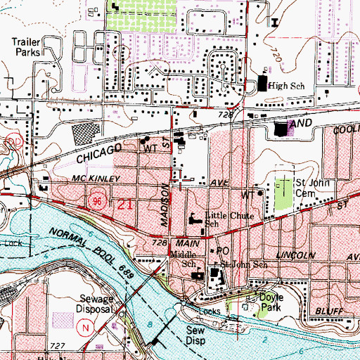 Topographic Map of Fox Valley Metro Police Department, WI