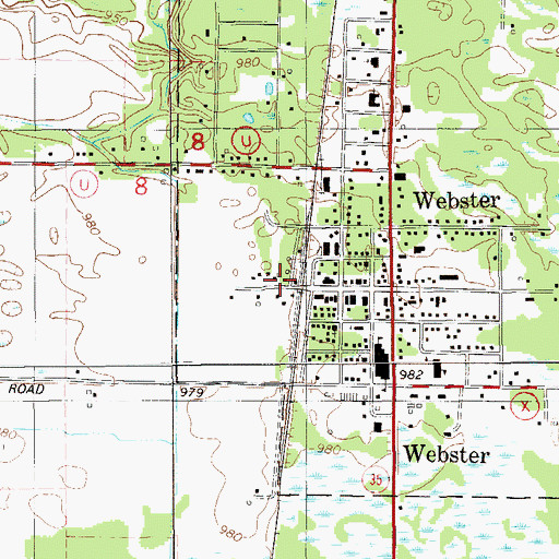 Topographic Map of Webster Police Department, WI