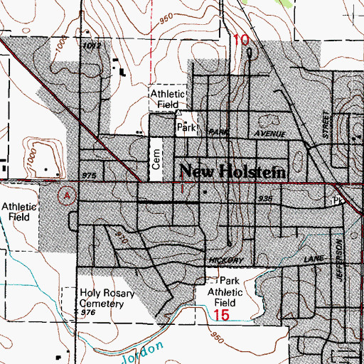 Topographic Map of New Holstein Police Department, WI