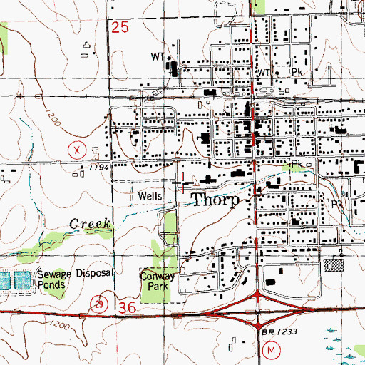Topographic Map of Thorp Police Department, WI