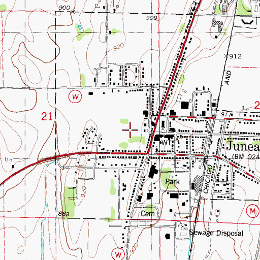 Topographic Map of Dodge County Detention Facility, WI
