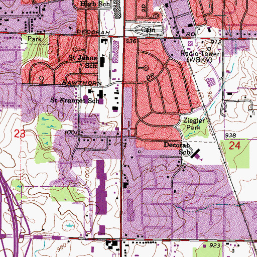 Topographic Map of West Bend Police Department, WI