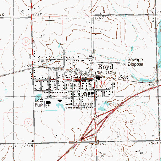 Topographic Map of Boyd Police Department, WI