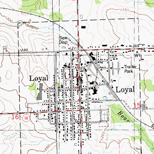 Topographic Map of Loyal Police Department, WI