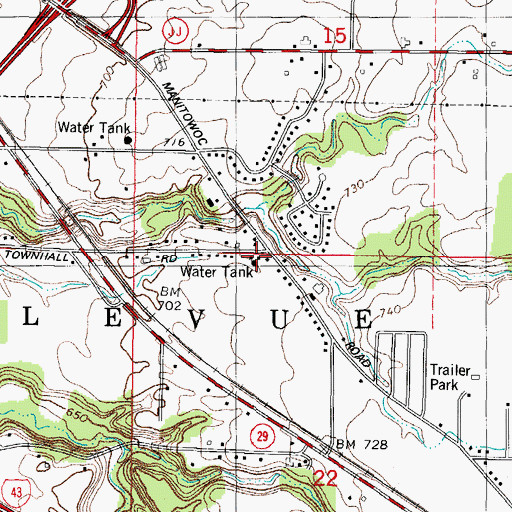 Topographic Map of Bellevue Police Department, WI