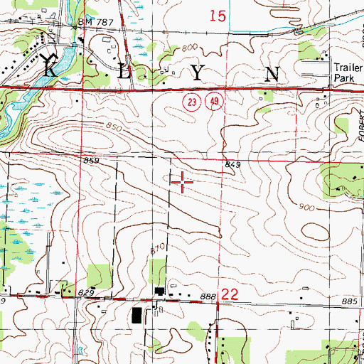 Topographic Map of Green Lake County Jail, WI