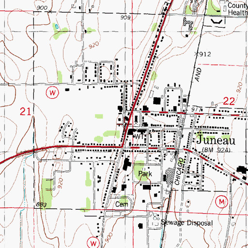 Topographic Map of Dodge County Sheriff's Office, WI