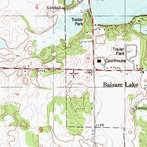 Topographic Map of Polk County Jail, WI