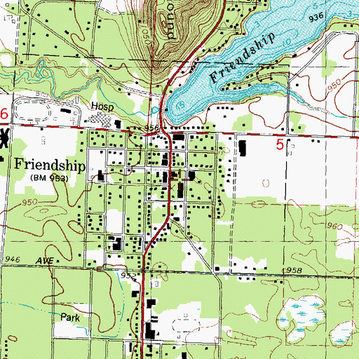 Topographic Map of Adams County Jail, WI