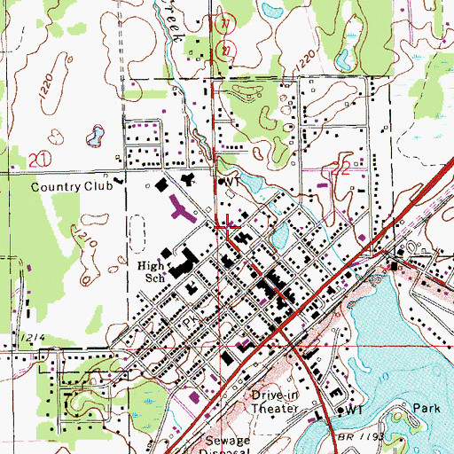 Topographic Map of Sawyer County Jail, WI