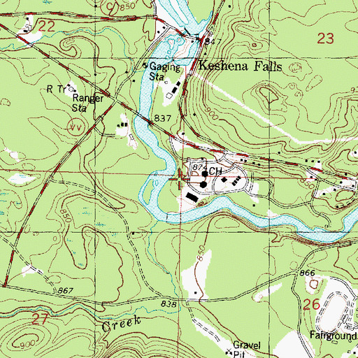 Topographic Map of Menominee Tribal Detention Facility / Jail, WI