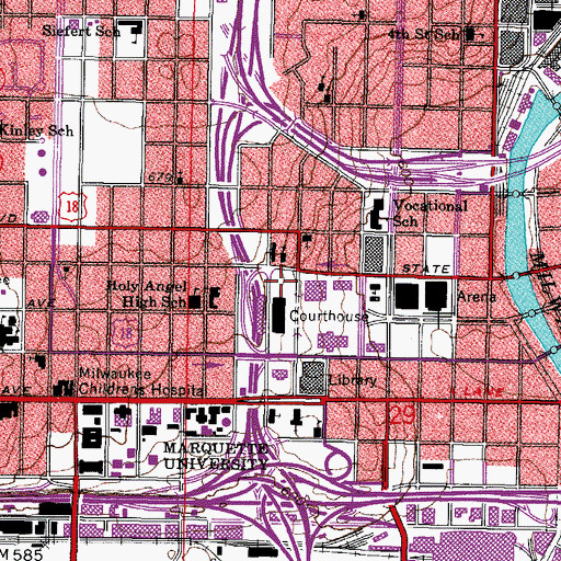 Topographic Map of Milwaukee County Jail, WI