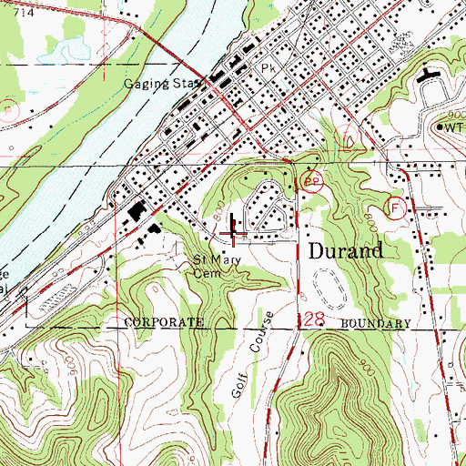 Topographic Map of Durand Police Department, WI
