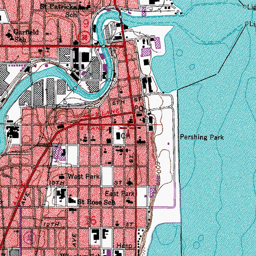 Topographic Map of Racine County Jail, WI
