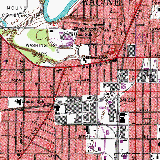 Topographic Map of Racine Police Department - Community Oriented Policing House, WI