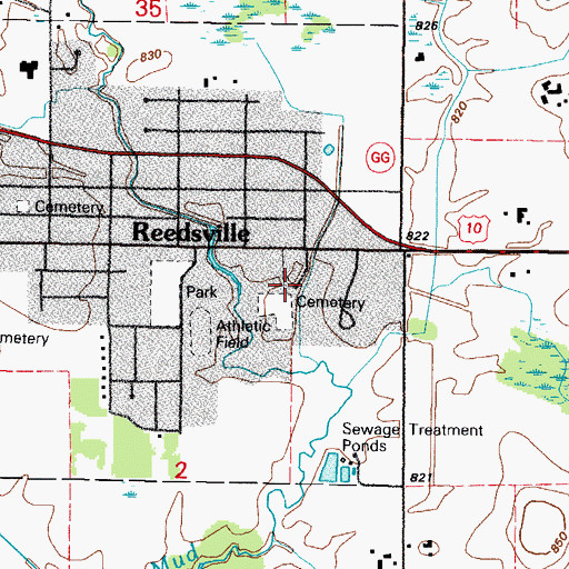 Topographic Map of Reedsville Police Department, WI