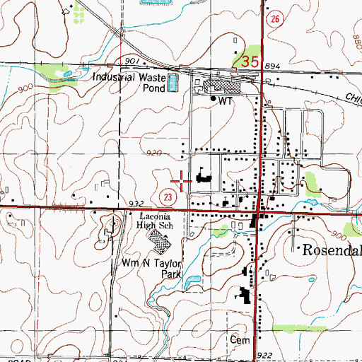 Topographic Map of Rosendale Police Department, WI