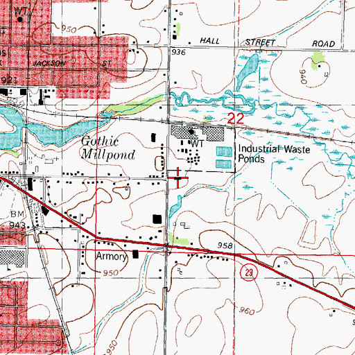 Topographic Map of Ripon Town Police Department, WI