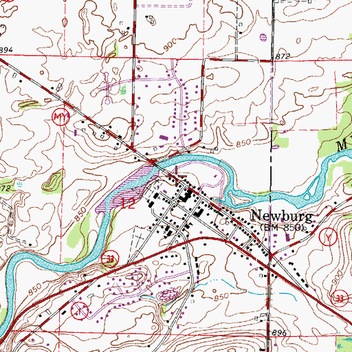 Topographic Map of Newburg Police Department, WI