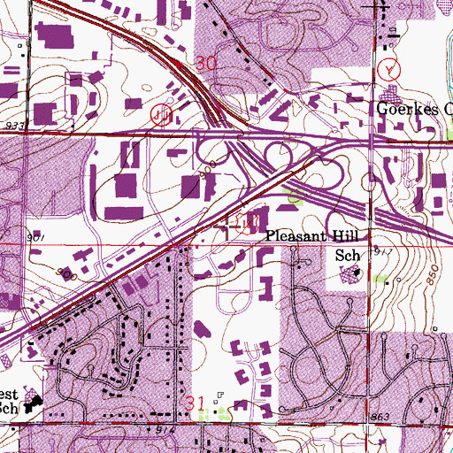 Topographic Map of Wisconsin State Patrol - Waukesha Post, WI