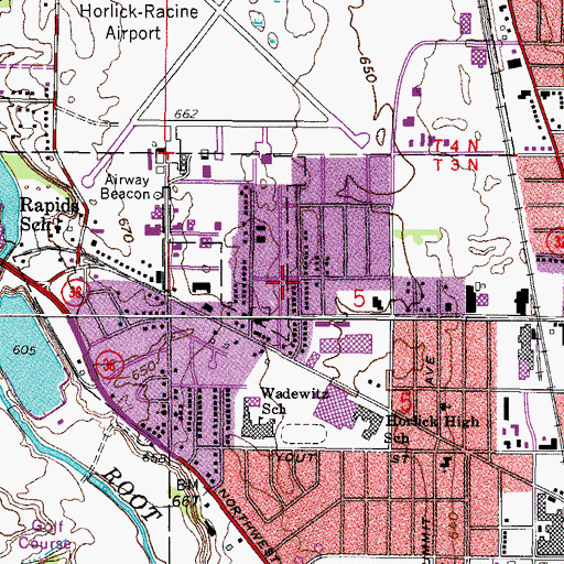 Topographic Map of Racine Police Department Community Oriented Policing House - Jacato Drive, WI