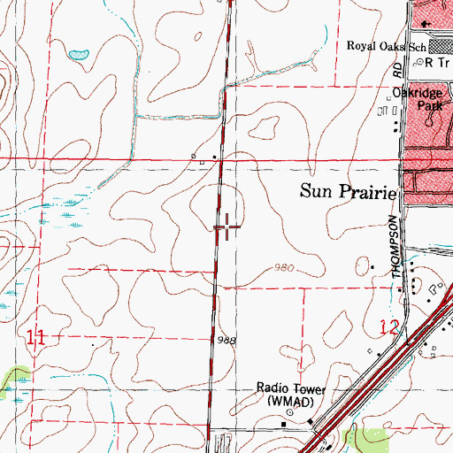 Topographic Map of Sun Prairie Police Department - Westside, WI