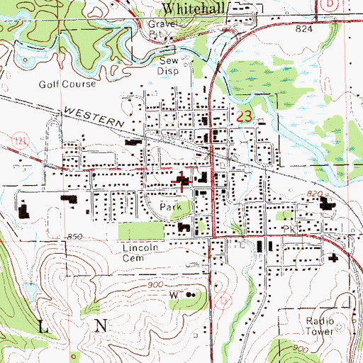 Topographic Map of Whitehall Police Department, WI