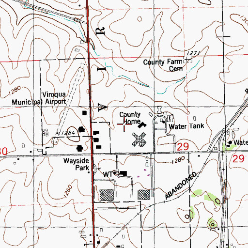 Topographic Map of Vernon County Detention Center, WI