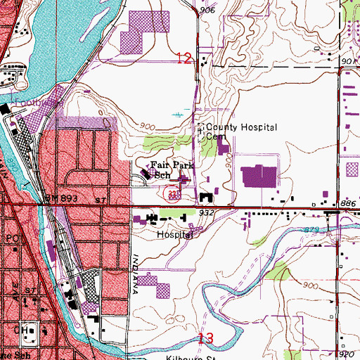 Topographic Map of Washington County Jail, WI