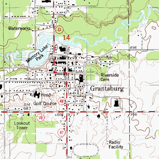 Topographic Map of Grantsburg Police Department, WI