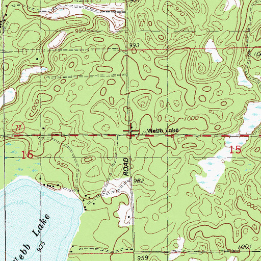 Topographic Map of Webb Lake Police Department, WI