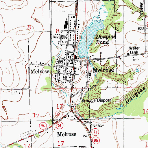 Topographic Map of Melrose Police Department, WI