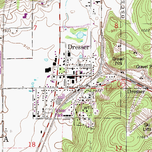 Topographic Map of Dresser Police Department, WI