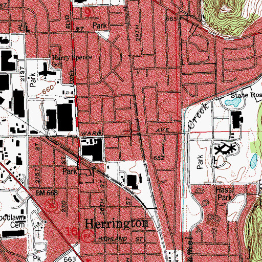 Topographic Map of Shelby Police Department, WI