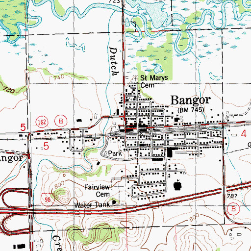 Topographic Map of Bangor Police Department, WI