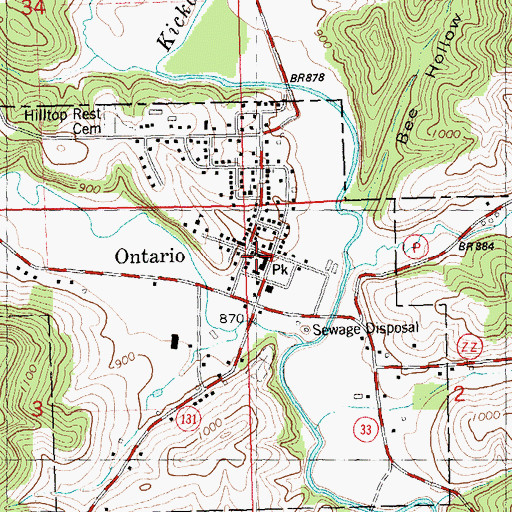 Topographic Map of Ontario Police Department, WI