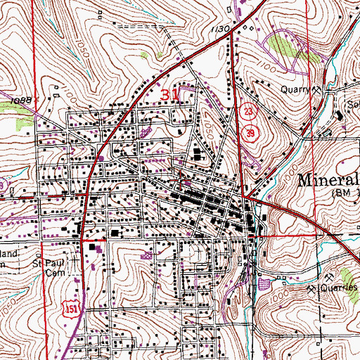 Topographic Map of Mineral Point Police Department, WI