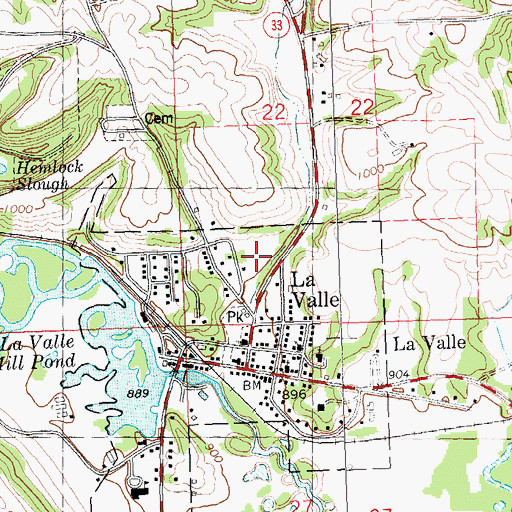 Topographic Map of La Valle Police Department, WI