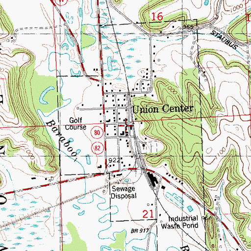 Topographic Map of Union Center Police Department, WI