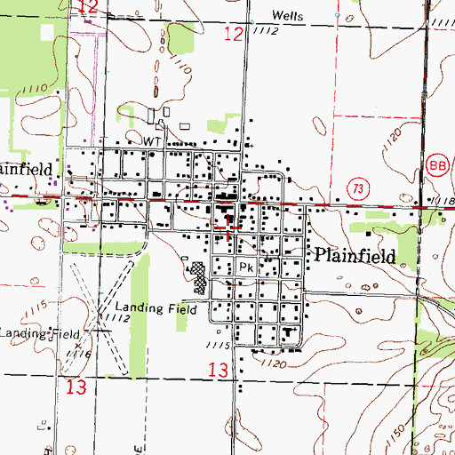 Topographic Map of Plainfield Police Department, WI