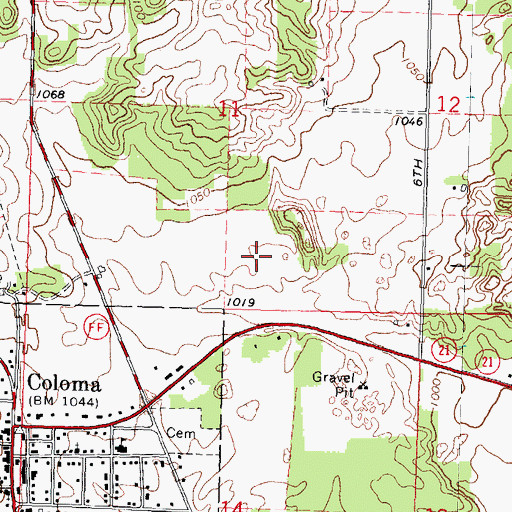 Topographic Map of Coloma Police Department, WI