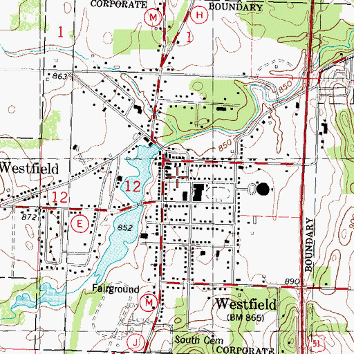Topographic Map of Westfield Police Department, WI