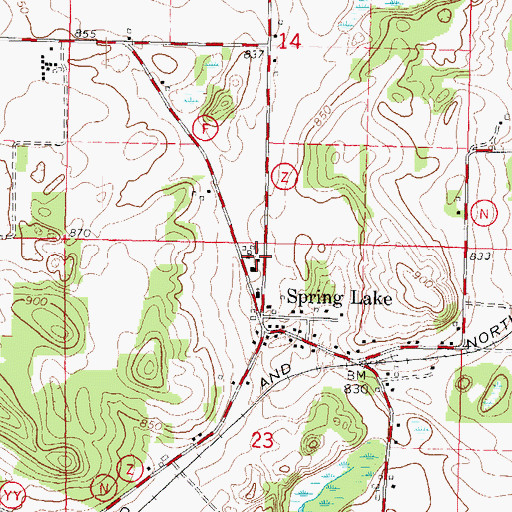 Topographic Map of Marion Town Police Department, WI