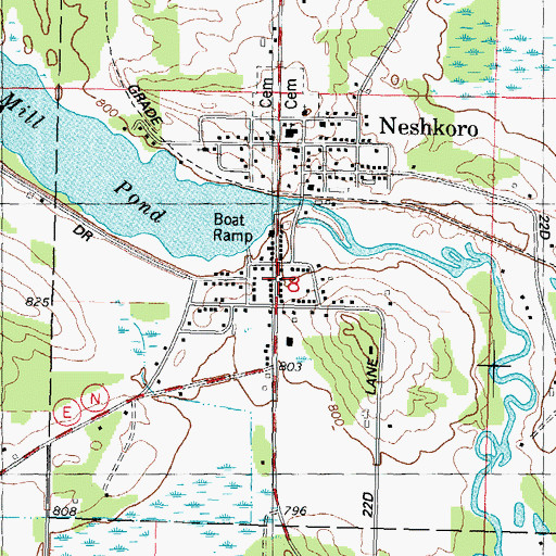 Topographic Map of Neshkoro Police Department, WI