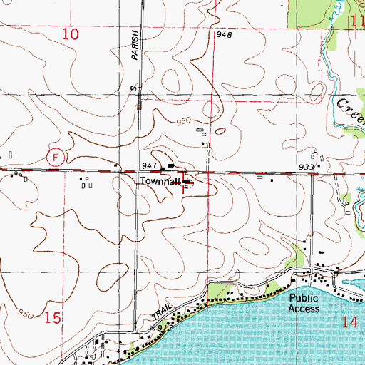 Topographic Map of Fox Lake Town Police Department, WI