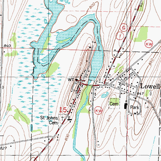 Topographic Map of Lowell Police Department, WI