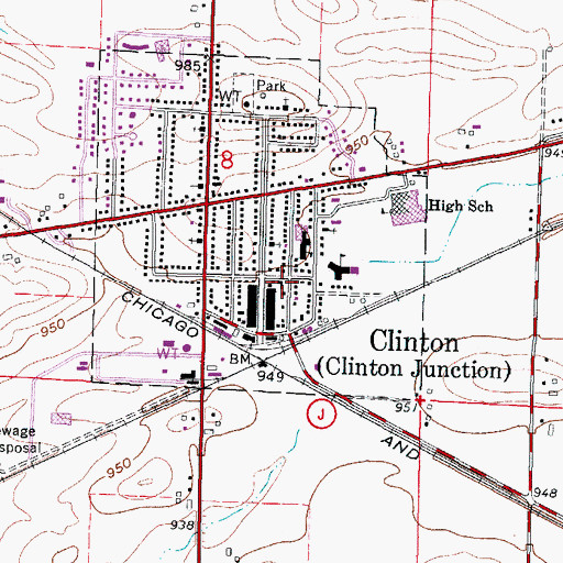 Topographic Map of Clinton Police Department, WI