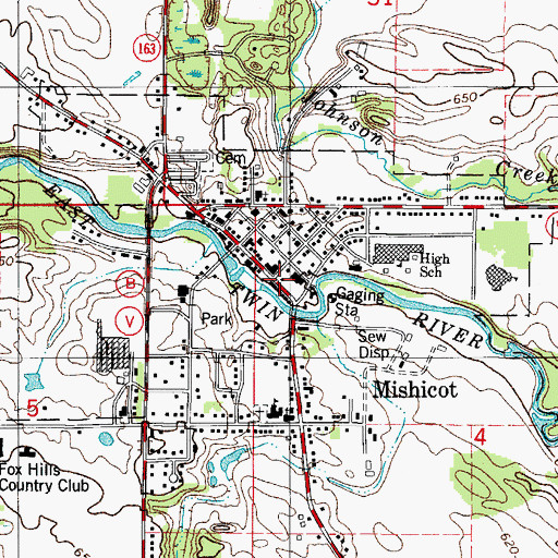 Topographic Map of Mishicot Police Department, WI