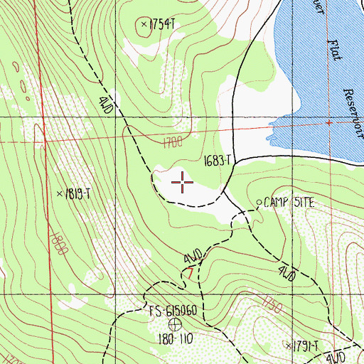 Topographic Map of Hoover Flat, CA