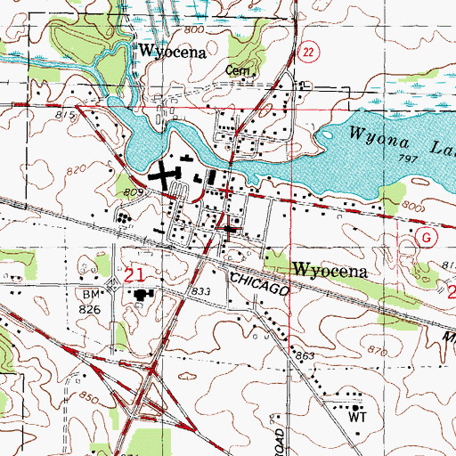 Topographic Map of Wyocena Police Department, WI